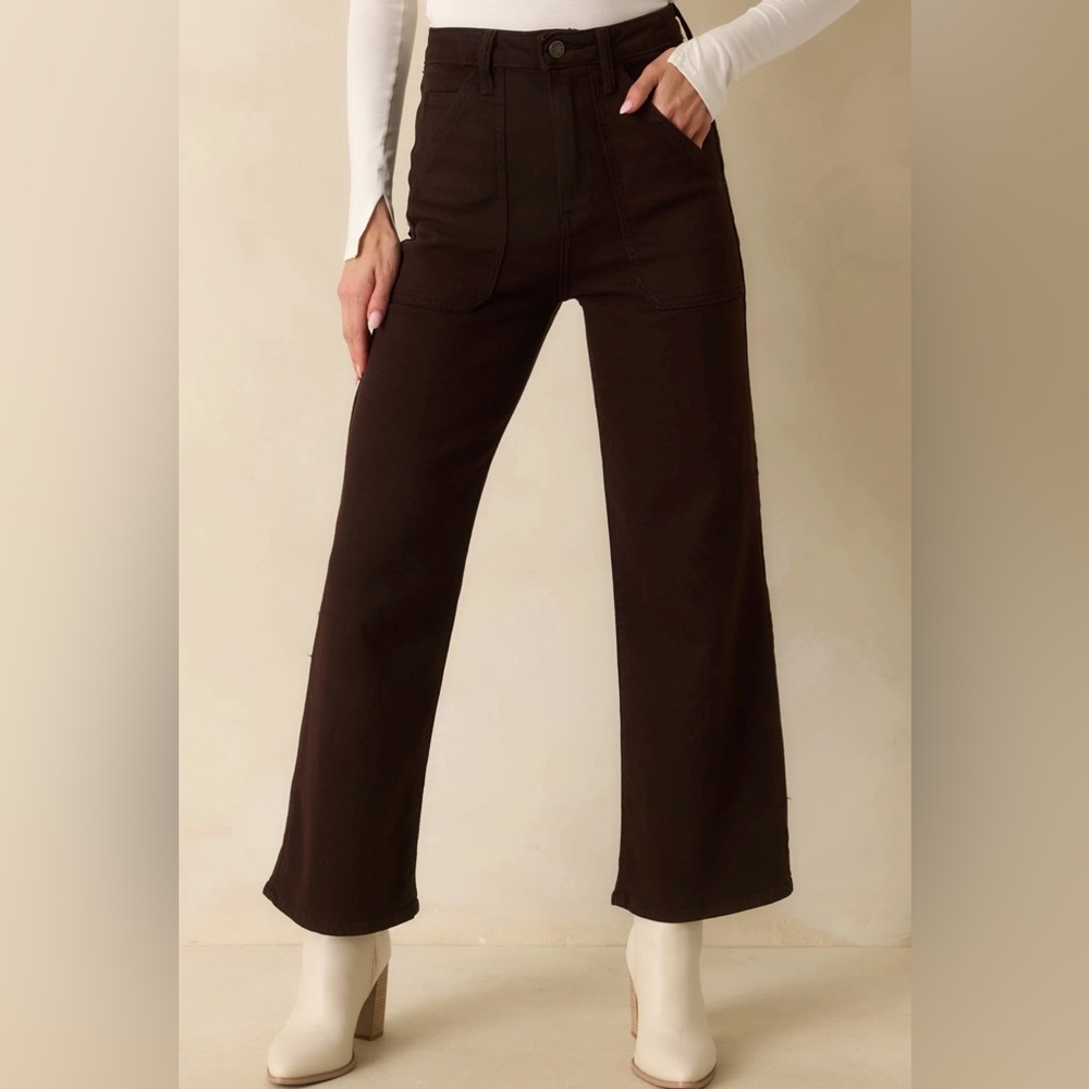 NWT Wide Leg Jeans - Brown, Red Dress Boutique